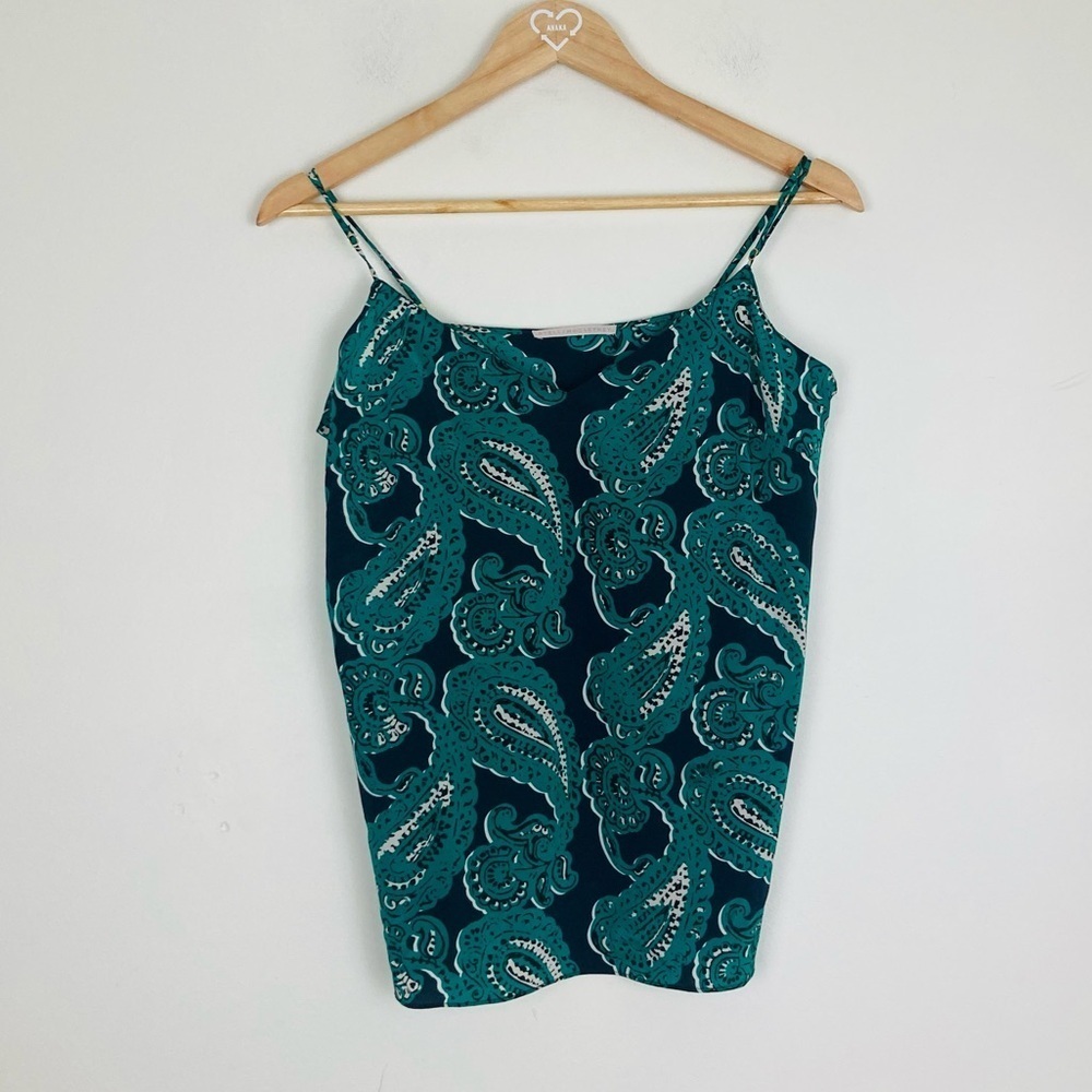 Stella McCartney poppy snoozing stretch silk green & blue paisley print camisole - Picture 3 of 8